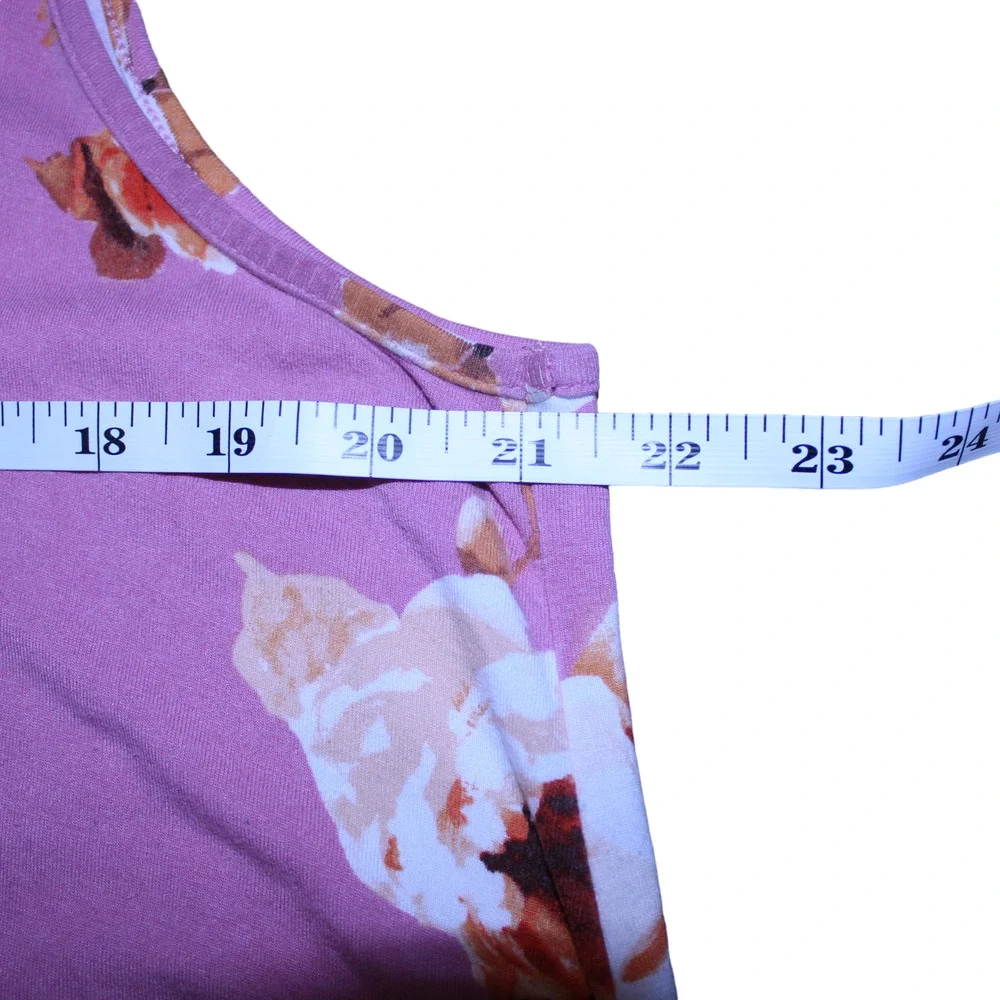 Popyoung Womens Pink Floral Sleeveless Tunic High Low Tank Top 2XL